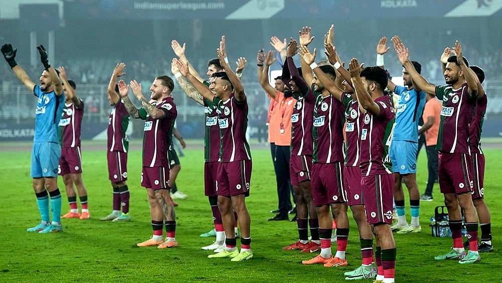 Mohun Bagan celebrating the victory. - File 